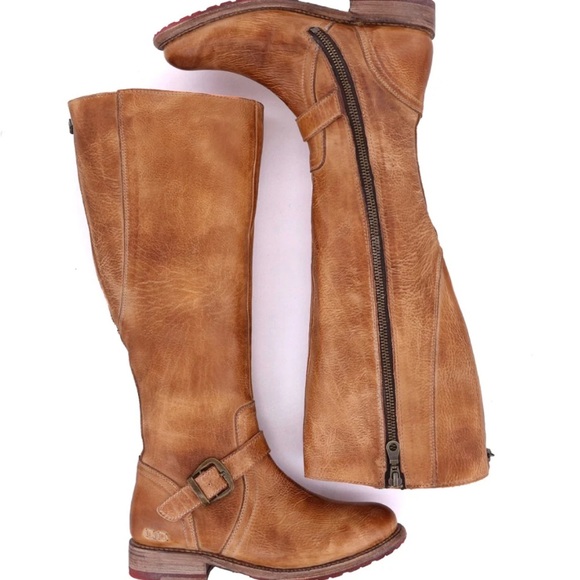 BED STU GLAYE WOMEN RIDING BOOTS BROWN LEATHER SIDE AND BACK ZIPPERS size 8.5 - Picture 4 of 16